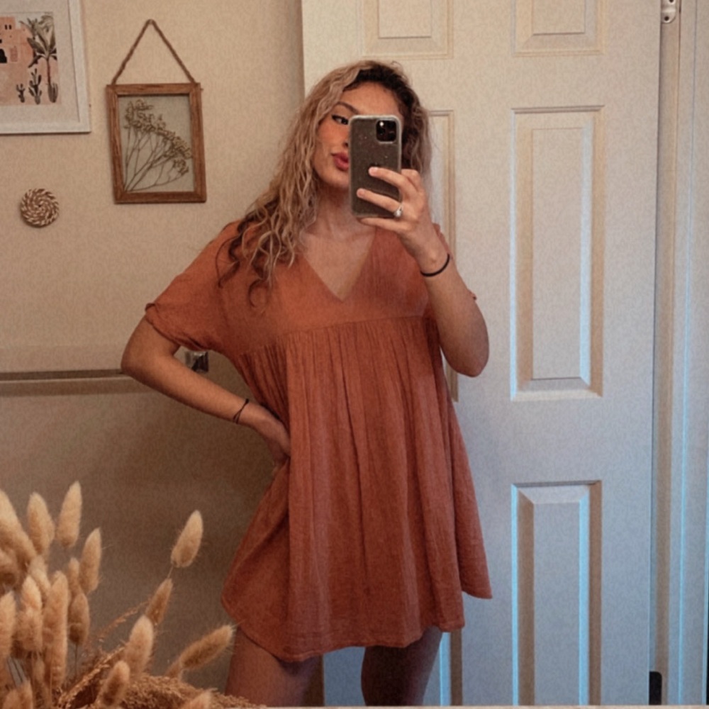 Rust Flowy Mini Dress